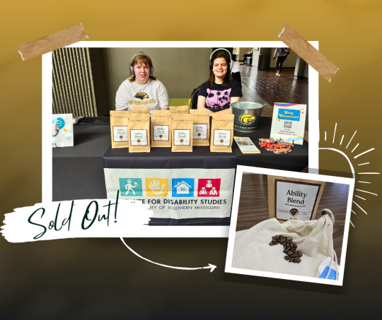 Jordan and Haley selling coffee at the IDS booth set up for the USM Holiday Maker's Market.