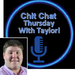 Host Taylor Carley alongside the official Chit Chat Thursday with Taylor logo featuring a microphone